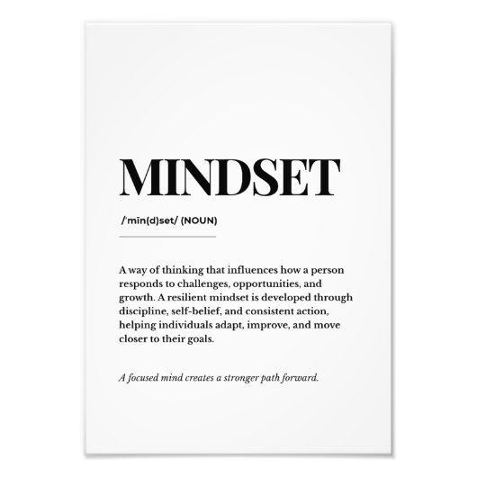 Mindset Definitie Typografie Print Foto Afdruk (Voorkant)