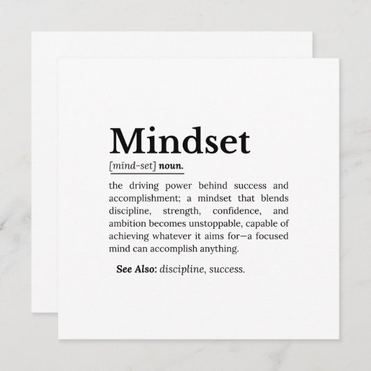 Mindset Definition Quote Kaart (Voorkant / Achterkant)