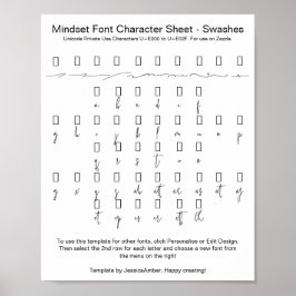 Mindset Font Character Sheet Swashes voor Zazzle Poster