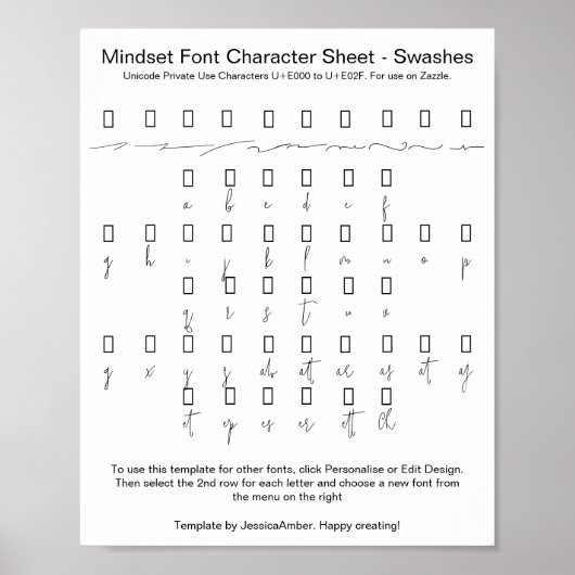 Mindset Font Character Sheet Swashes voor Zazzle Poster (Voorkant)
