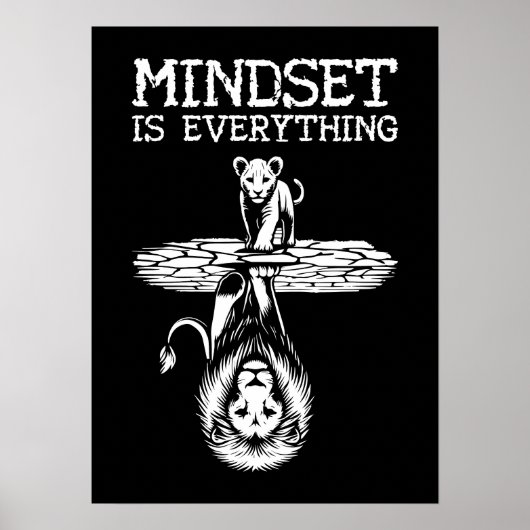 Mindset is alles, Cat Lion - Gym, Succes Poster (Voorkant)
