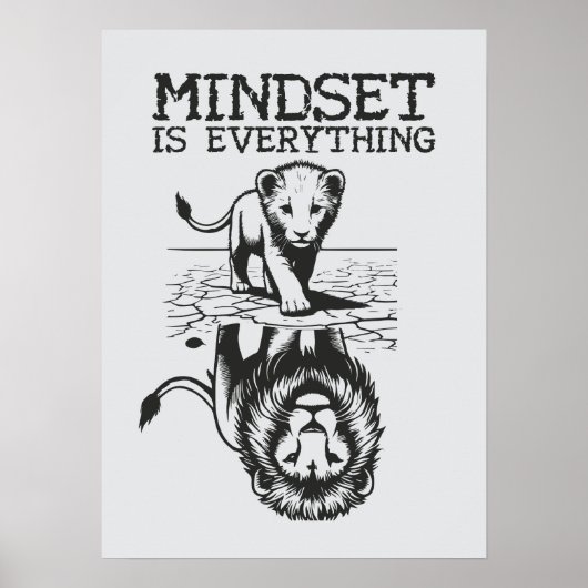 Mindset is alles, Cat Lion - Gym, Succes Poster (Voorkant)