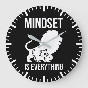 Mindset is alles - Cat Lion Motivatie Grote Klok