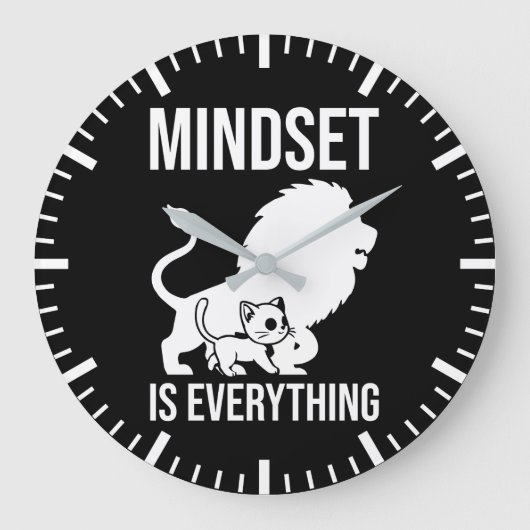 Mindset is alles - Cat Lion Motivatie Grote Klok (Voorkant)