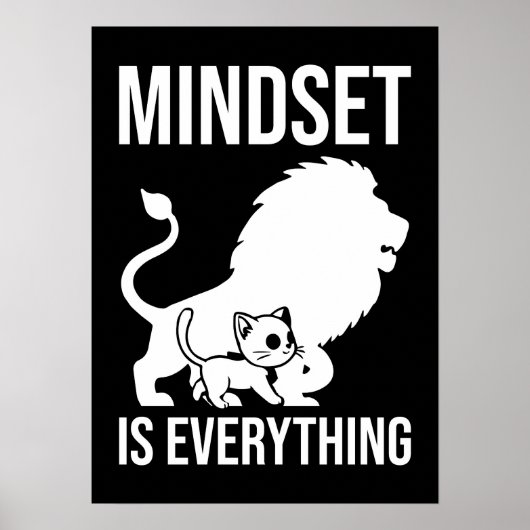 Mindset is alles - Cat Lion Motivatie Poster (Voorkant)
