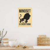 Mindset is alles - Cat Lion Motivatie Poster (Keuken)