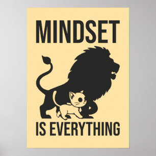 Mindset is alles - Cat Lion Motivatie Poster
