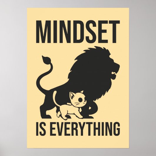 Mindset is alles - Cat Lion Motivatie Poster (Voorkant)