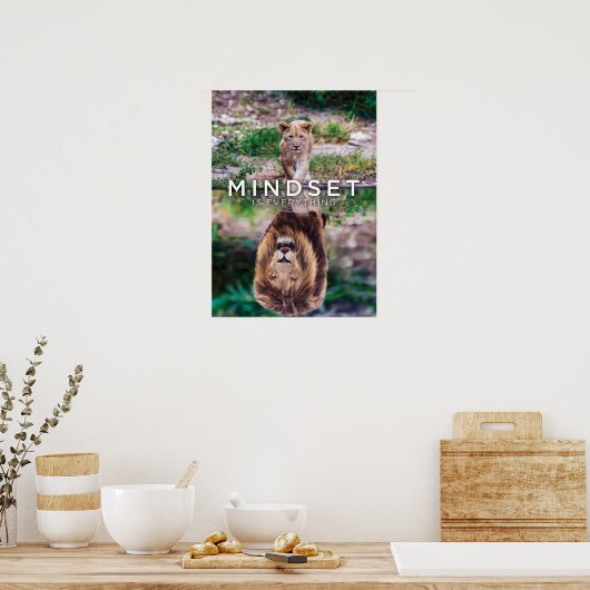 Mindset is alles, de reflectie van de ronddraaiend poster (Keuken)