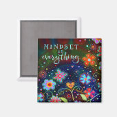 Mindset is Alles Inspirerend Bloemen Trendy Magneet (Voorkant / Achterkant)