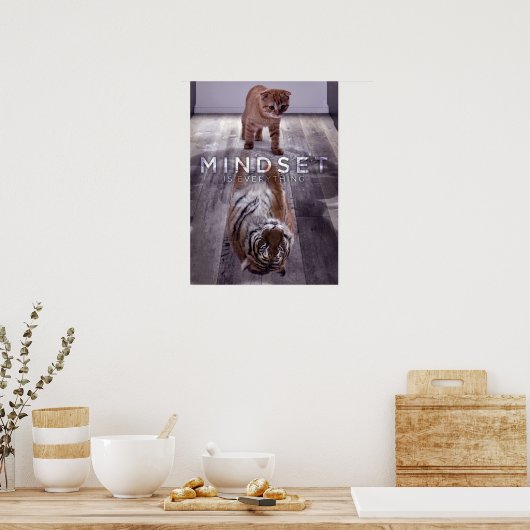 Mindset is alles - katten- en tijgerreflectie poster (Keuken)