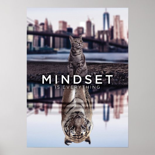 Mindset is alles - katten- en tijgerreflectie poster (Voorkant)