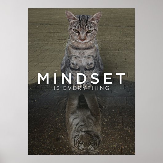 Mindset is alles - kattentijger waterreflectie poster (Voorkant)