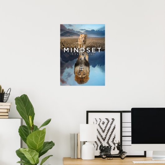 Mindset is alles - Lionreflectie Poster (Thuiskantoor)