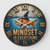 Mindset Is Everything Funny Goldfish Shark Fin Grote Klok (Voorkant)