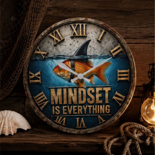Mindset Is Everything Funny Goldfish Shark Fin Grote Klok