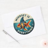 Mindset Is Everything Goldfish Motivational Quote Ronde Sticker (Envelop)