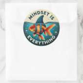 Mindset Is Everything Goldfish Motivational Quote Ronde Sticker (Tas)