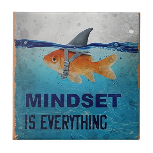 Mindset Is Everything Motivational Goldfish  Tegeltje (Voorkant)