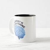 Mindset Is Everything – Motivational Quote Tweekleurige Koffiemok (Voorkant links)