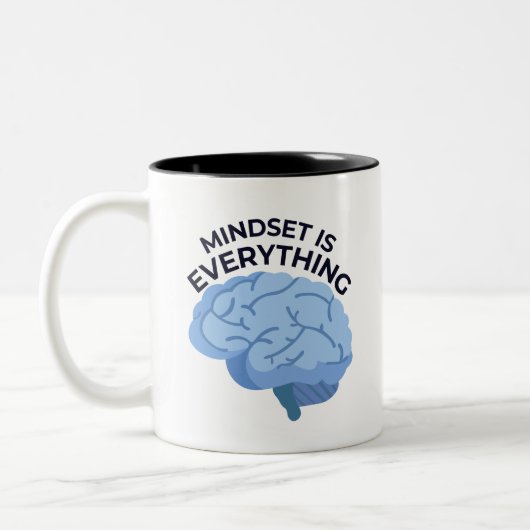 Mindset Is Everything – Motivational Quote Tweekleurige Koffiemok (Links)