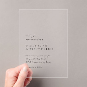 Mindy Minimal Modern Wedding Acryl Uitnodigingen