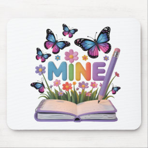 "MINE" Butterfly & Flowers Notitieboek Design Muismat
