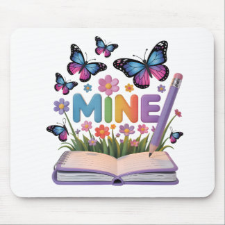 "MINE" Butterfly & Flowers Notitieboek Design Muismat