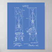 Mine Elevator 1892 Patent Art Blueprint Poster (Voorkant)