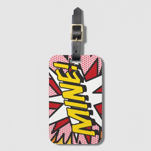 MINE Fun Retro Comic Book Pop Kunst Bagagelabel (Voorkant (verticaal))