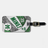 Mine! groen grijs haar volleybal team kleuren bagagelabel (Voorkant horizontaal)