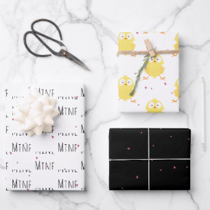 "Mine Mine" Gek Schattige Chick Liefde Inpakpapier Vel