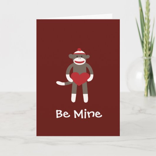 Mine Sock Monkey Happy Valentine Day Card Feestdagen Kaart (Voorkant)