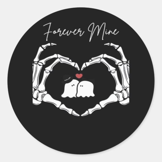 Mine, Valentijnsdag Classic - Skeleton Handen Hore Ronde Sticker (Voorkant)