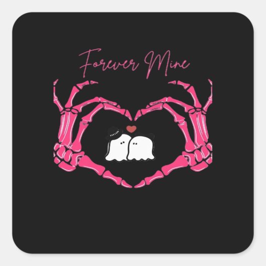 Mine, Valentijnsdag Classic - Skeleton Handen Hore Vierkante Sticker (Voorkant)