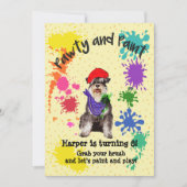 Mineature Schnauzer Dog Art Birthday Party Invite Kaart (Voorkant)