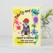 Mineature Schnauzer Dog Art Birthday Party Invite Kaart (Staand voorkant)