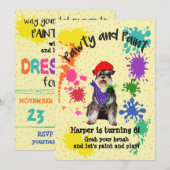 Mineature Schnauzer Dog Art Birthday Party Invite Kaart (Voorkant / Achterkant)