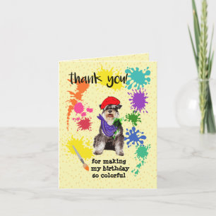 Mineature Schnauzer Dog Fun Art Birthday Party     Bedankkaart