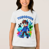 Minecraft Aangepaste naam, Blue Minecraft Gamer Tri-Blend Shirt (Voorkant)