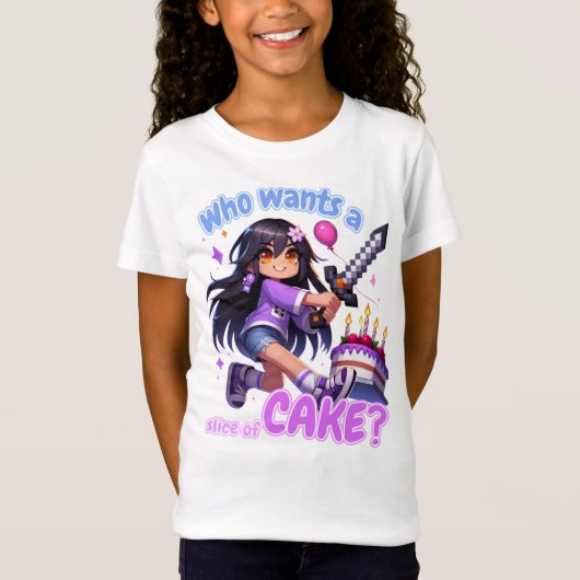 Minecraft Aphmau, Leuke verjaardag, taart, zwaard, T-shirt (Voorkant)