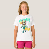 Minecraft Aphmau, Verjaardag BFF, Schattige Cyan K T-shirt (Voorkant volledig)