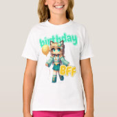 Minecraft Aphmau, Verjaardag BFF, Schattige Cyan K T-shirt (Voorkant)