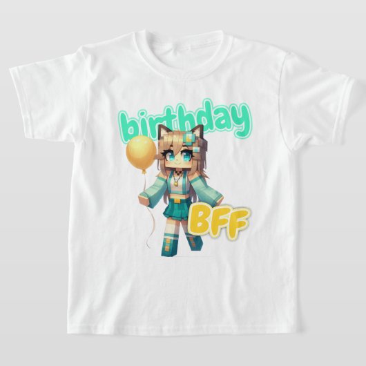 Minecraft Aphmau, Verjaardag BFF, Schattige Cyan K T-shirt (Laagn)