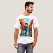 Minecraft avonturiers verkennen een stroom t-shirt (Voorkant volledig)