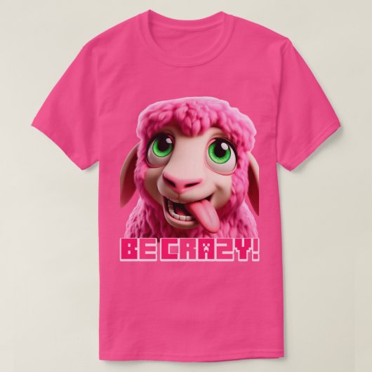 Minecraft "Be Crazy" Minecraft Roze Schaap Grappig T-shirt (Design voorkant)