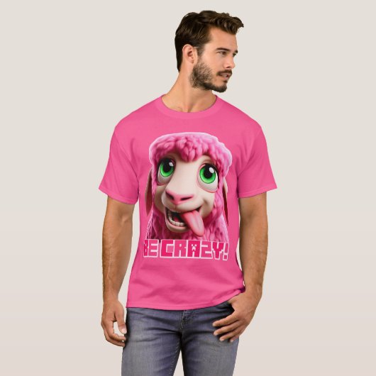 Minecraft "Be Crazy" Minecraft Roze Schaap Grappig T-shirt (Voorkant volledig)