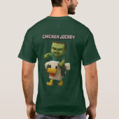 Minecraft Chicken Jockey Design – Baby Zombie Ridi T-shirt (Achterkant)