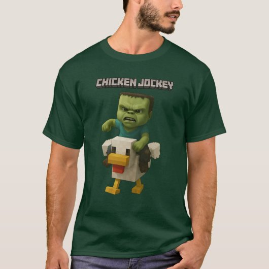 Minecraft Chicken Jockey Design – Baby Zombie Ridi T-shirt (Voorkant)