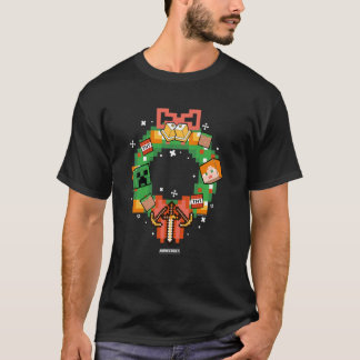 Minecraft Christmas Pixel Art Wreath Alex and Cree T-shirt